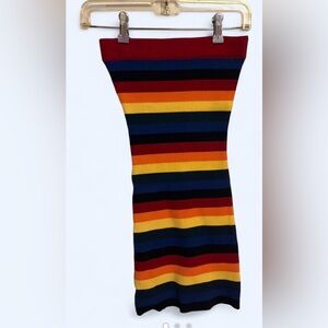 Urban Outfitters Striped Rainbow Multicolor Knit Strapless Tube Dress